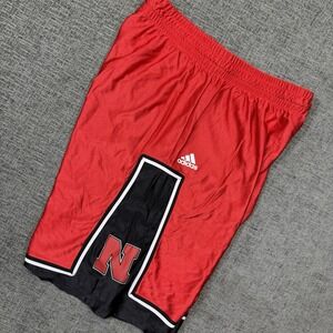 Y2K Adidas Silky Shiny Dazzle Shorts Men's XL Red Basketball Nebraska Huskers